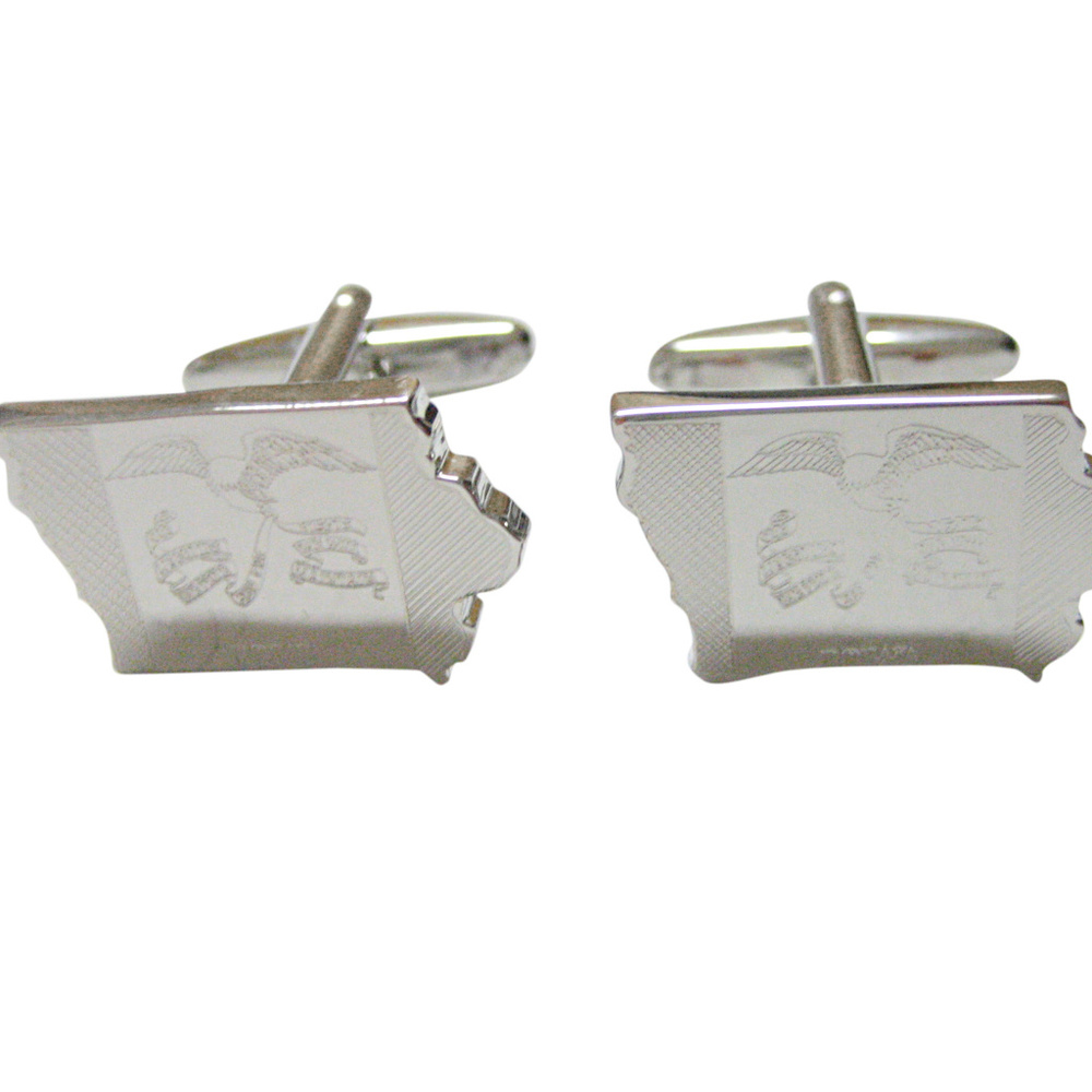 Iowa State Map Shape And Flag Design Cufflinks - image 1